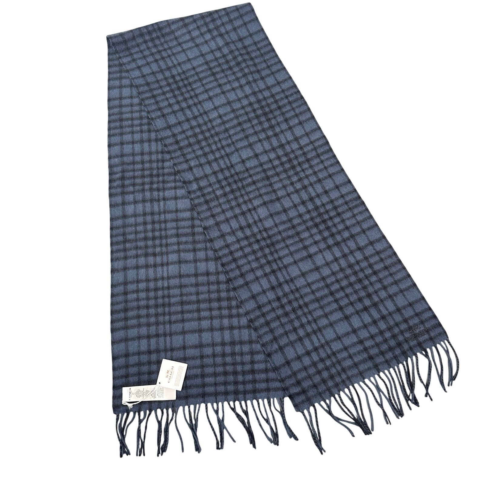 Coach Coach Wild Plaid Scarf Wool Cashmere Navy Black Size ONE SIZE - 1 Thumbnail