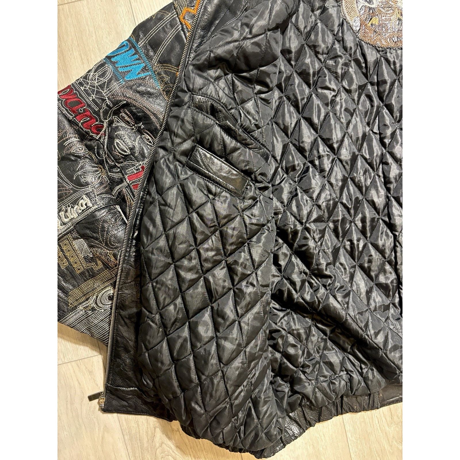 Other Scarface Leather Embroidered Fur Hood Jacket Black Y2K 5XL Size US XXL / EU 58 / 5 - 19 Thumbnail