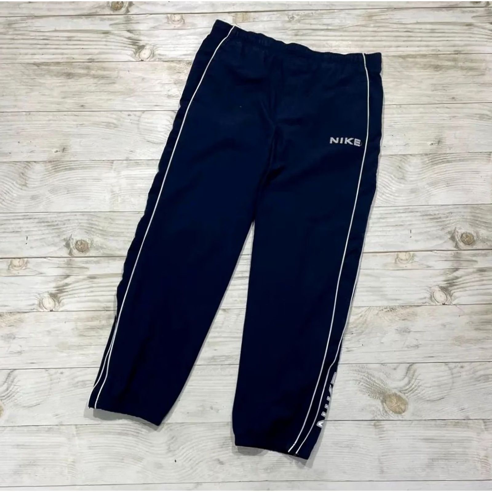 Nike VINTAGE Nike Track Pants Blue M 00s Nylon Striped Men Size US 31 - 4 Thumbnail