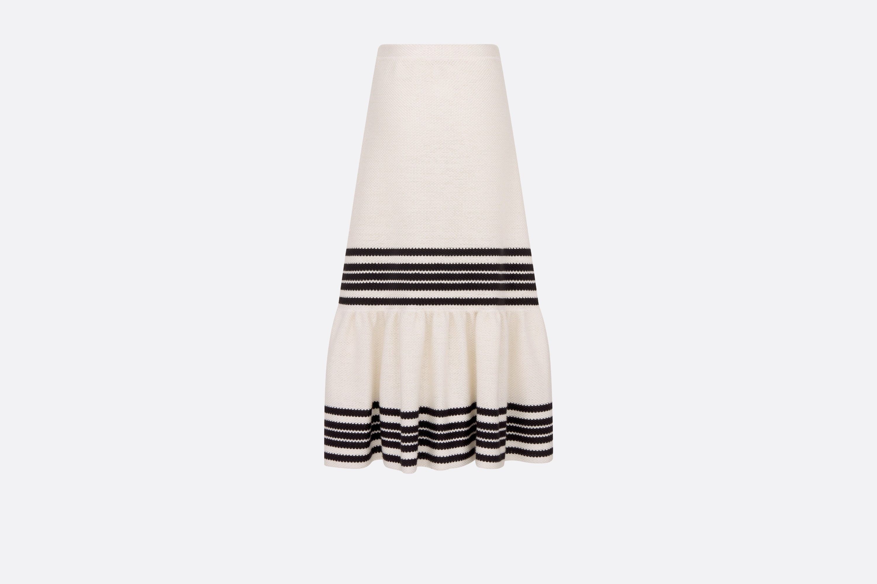 Dior o1y0825 Midi Skirt in Ivory/Black Size 32" / US 10 / IT 46 - 2 Thumbnail