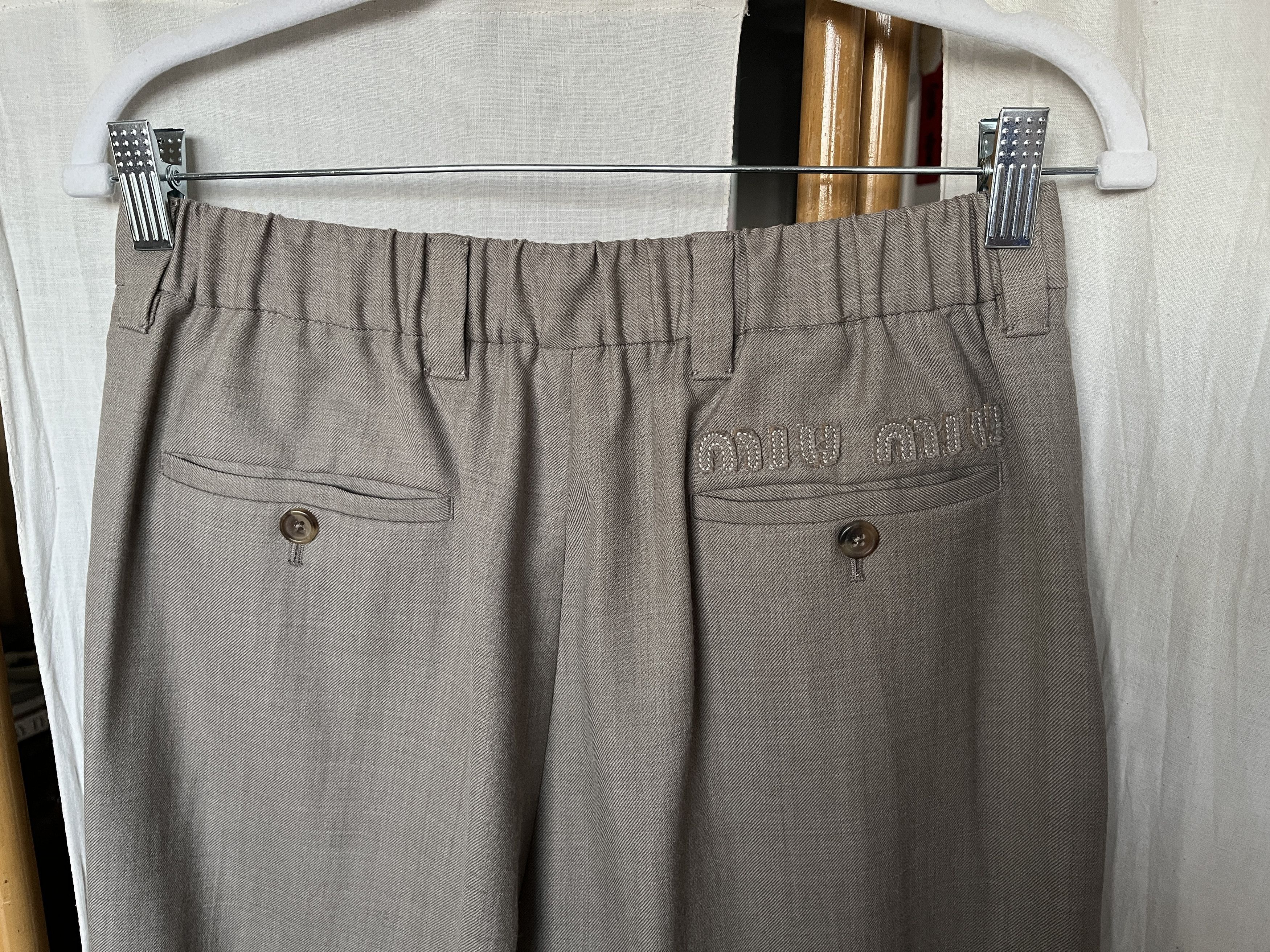 Miu Miu Miu Miu. Beige Wool Trousers. Medium/42 Size 28" / US 6 / IT 42 - 5 Thumbnail