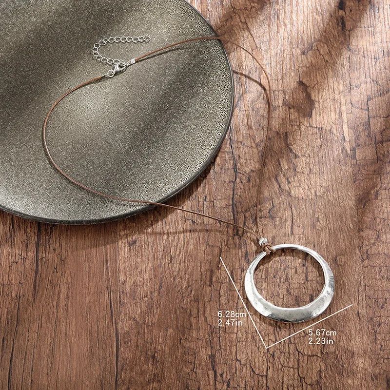 Other Silver Color Round Metal Pendant Necklaces Size ONE SIZE - 5 Thumbnail