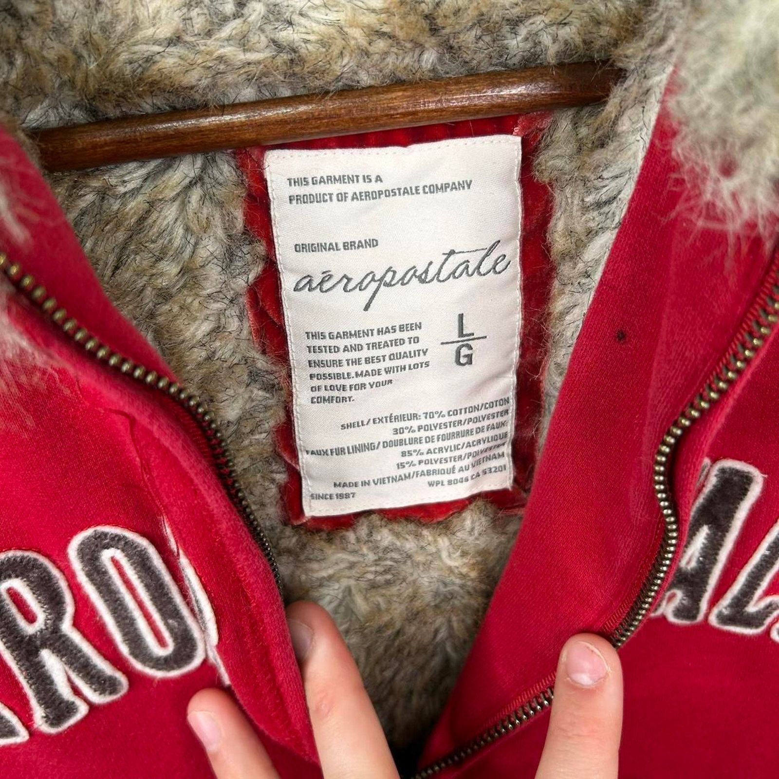 Aeropostale Vintage Y2K Fur-Lined Aeropostale Zip-Up Hooded Jacket Large Size L / US 10 / IT 46 - 7 Thumbnail
