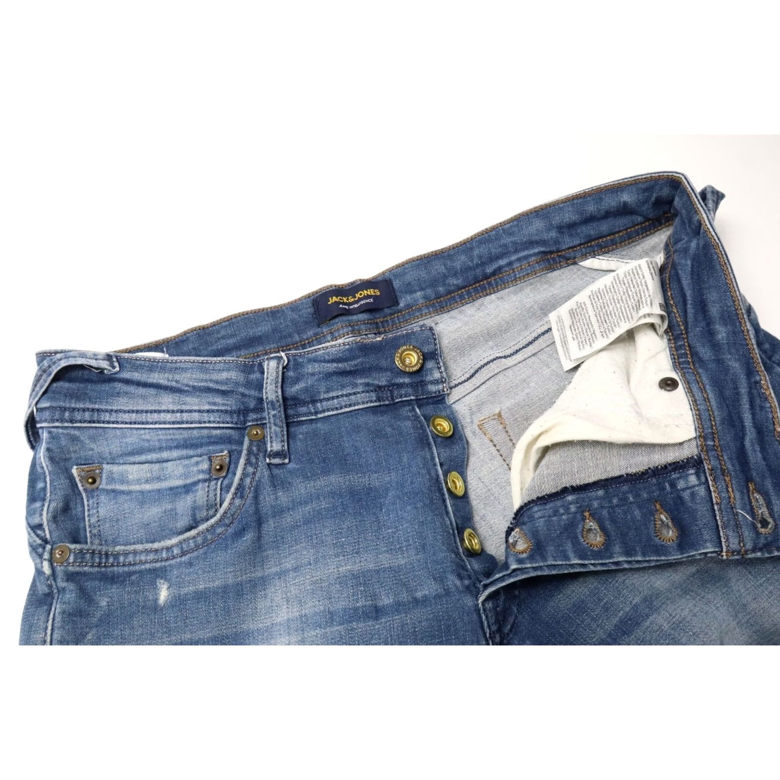 Jack & Jones JACK & JONES Slim Glenn Jeans Men's W32/L32 Faded Distressed Button Fly Stretch Jeans Size US 32 / EU 48 - 4 Thumbnail