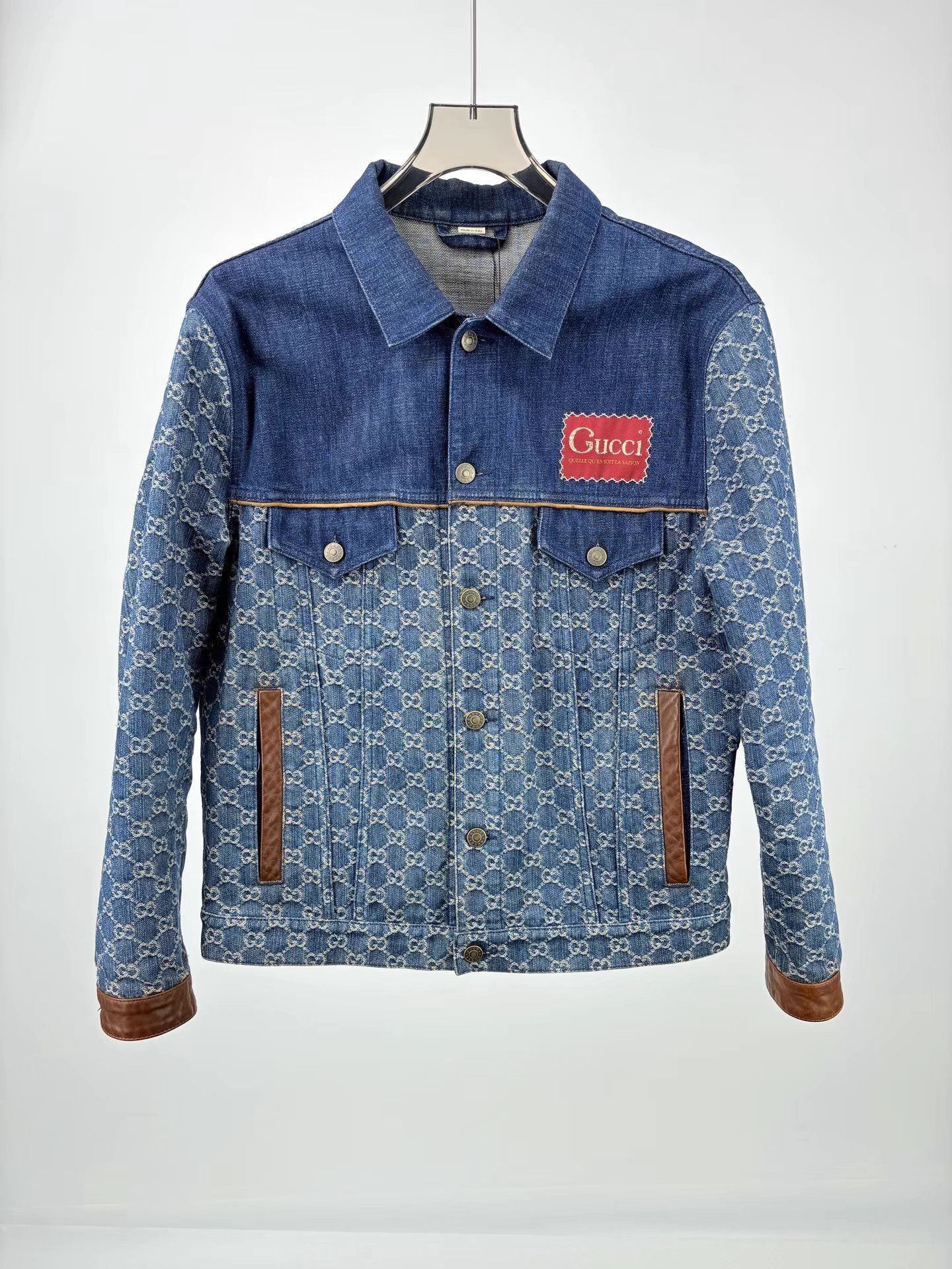 Gucci GUCCI GG Monogram Leather Panel Denim Jacket Size US S / EU 44-46 / 1 - 1 Thumbnail