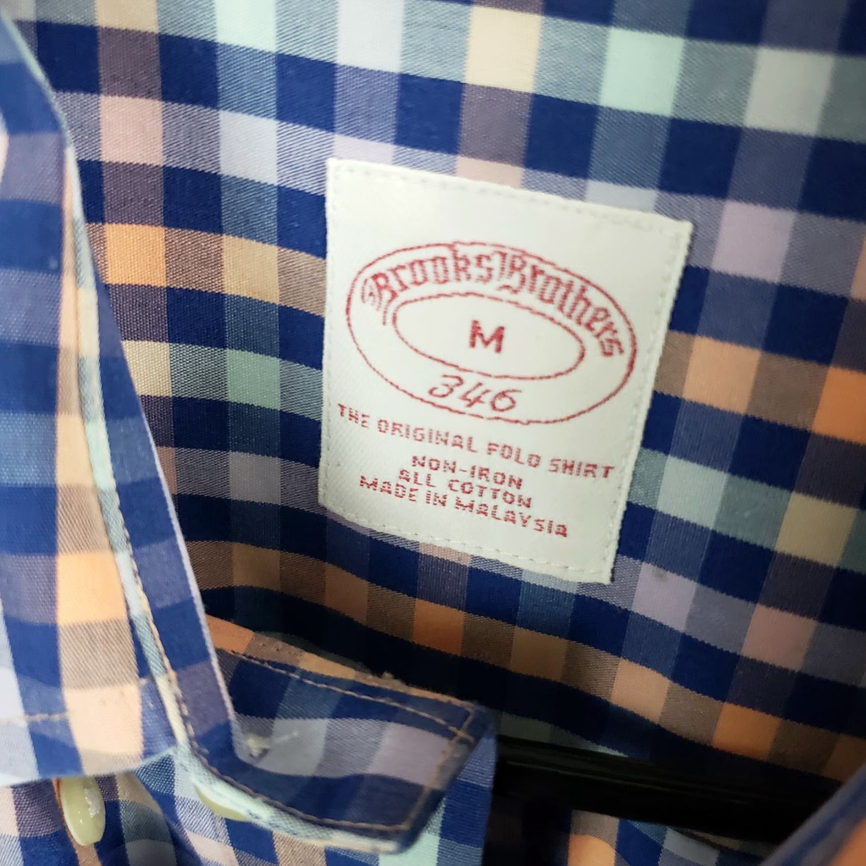 Brooks Brothers Brooks Brothers Shirt Mens Sz Medium Blue Orange Checkered Cotton Button Front Size US M / EU 48-50 / 2 - 4 Thumbnail