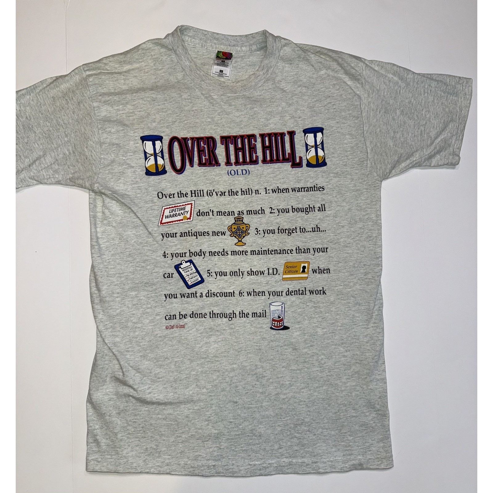Fruit Of The Loom VTG Funny Over The Hill T Shirt Size L Fruit of the loom Size US L / EU 52-54 / 3 - 6 Thumbnail