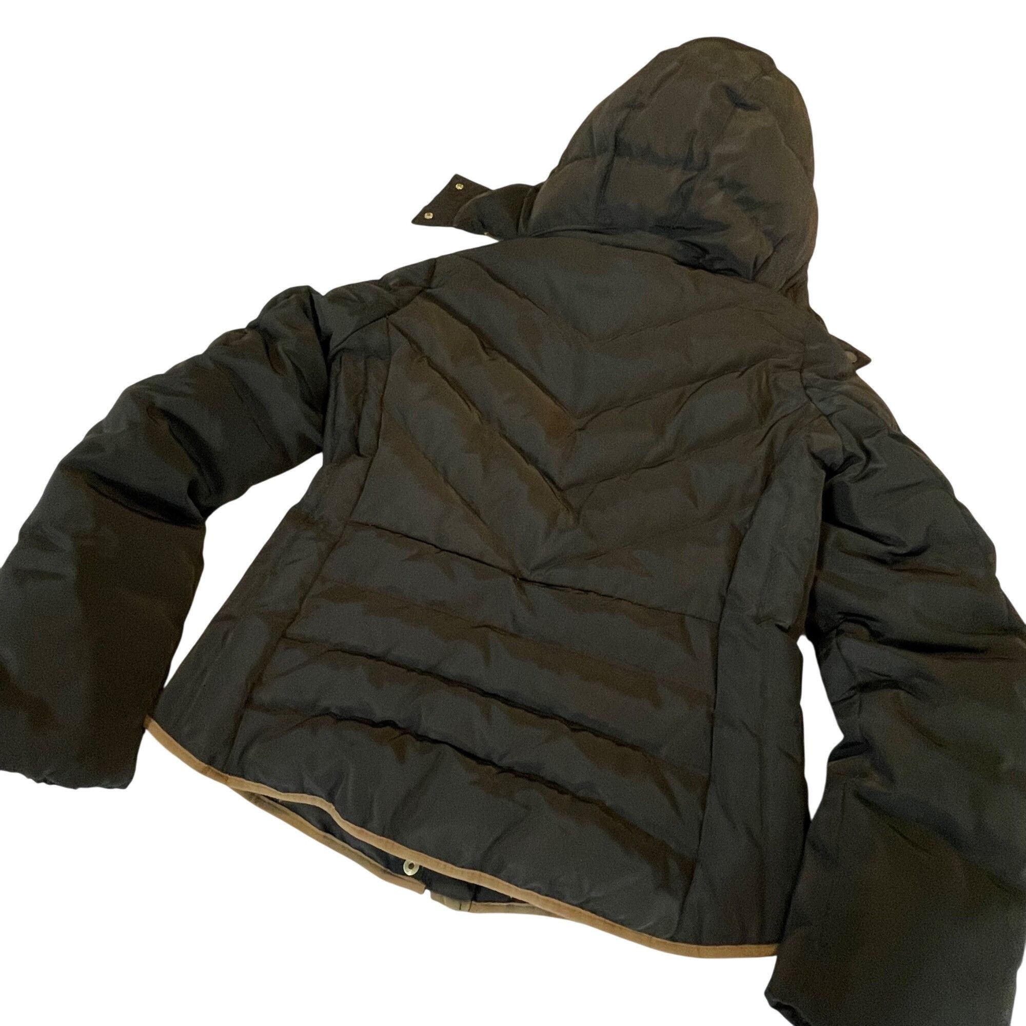 H&M H&M Brown Hooded Women size 6 Down Puffer Jacket With Tan Tr Size M / US 6-8 / IT 42-44 - 2 Thumbnail