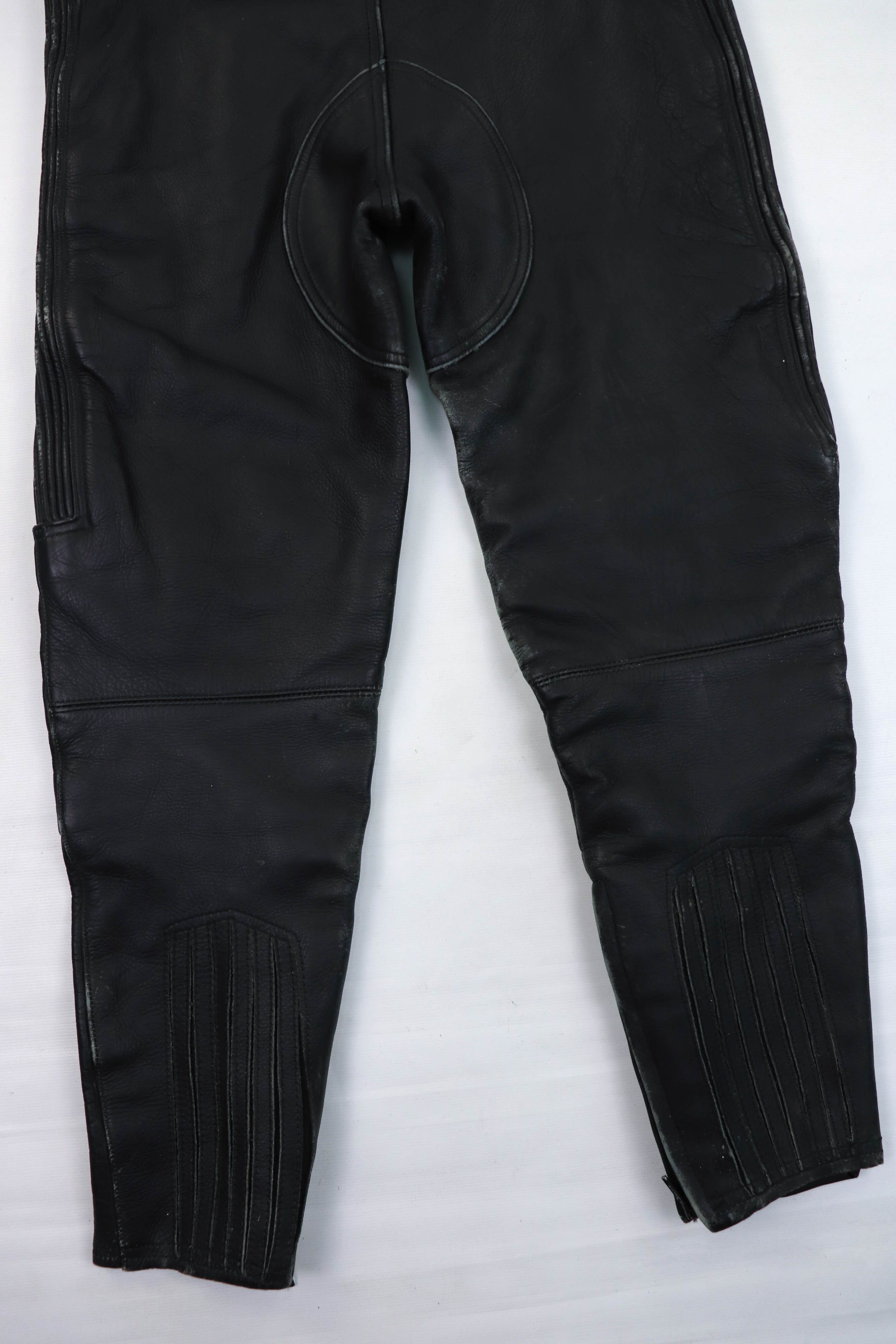 Genuine Leather Vintage EUROStyle Leather Distressed Biker Bib Overall Pants Size 27" / US 4 / IT 40 - 11 Thumbnail