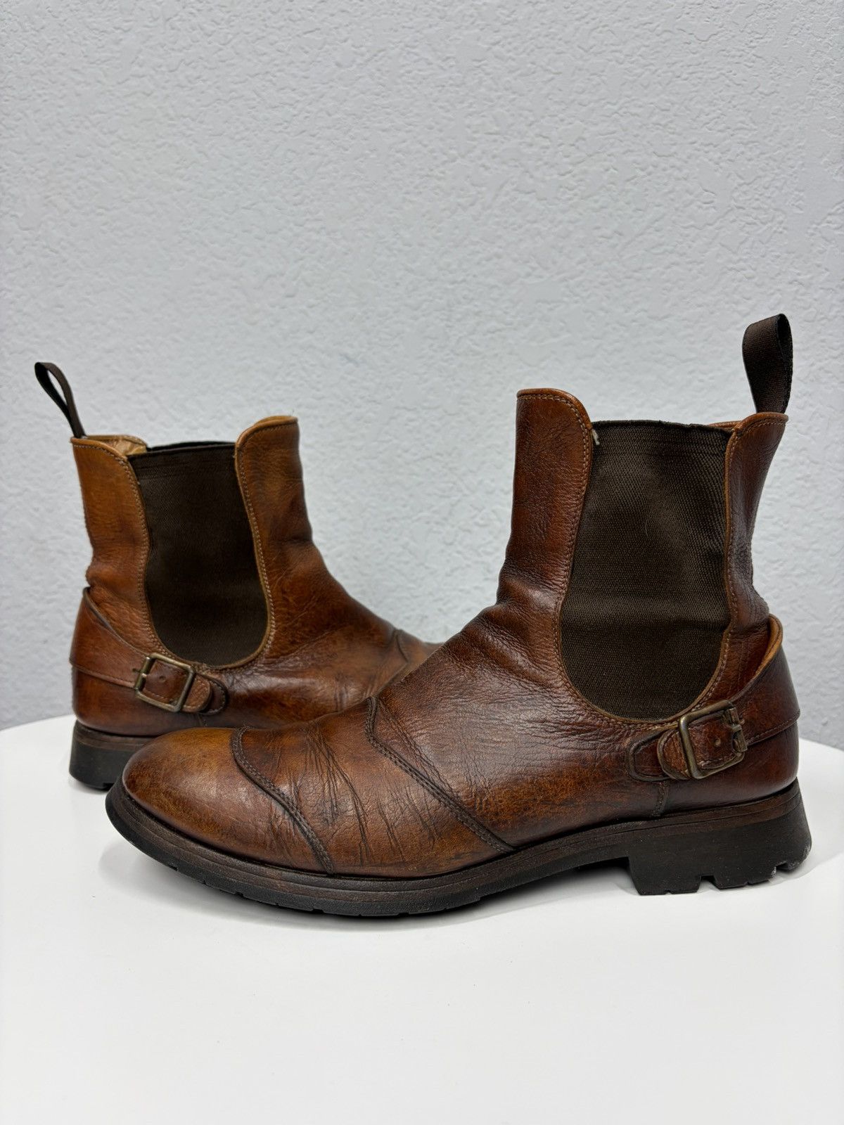 Frye Vintage 00s Brown Leather Side Zip Boots Guidi Marsell Style Size US 10 / EU 43 - 10 Thumbnail