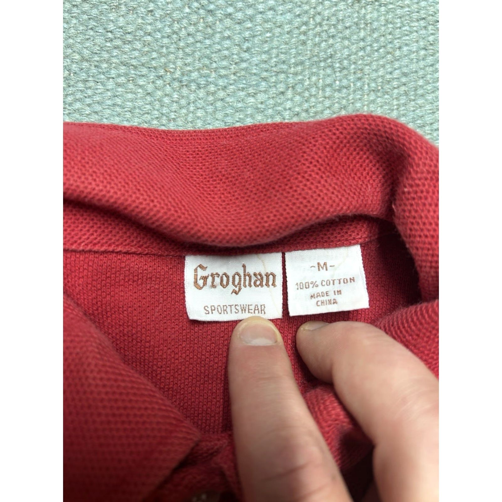 Vintage VINTAGE 1970s polo shirt Knit Cotton Crimson red Blank Men’s M Short Sleeve Shirt Mens 70s Polo Size US M / EU 48-50 / 2 - 3 Thumbnail