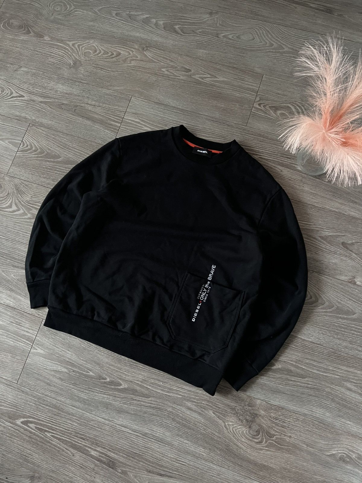Designer × Diesel ‼️Archival Diesel Knit Logo Pocket “Only The Brave”Sweatshirt Size US XL / EU 56 / 4 - 1 Thumbnail