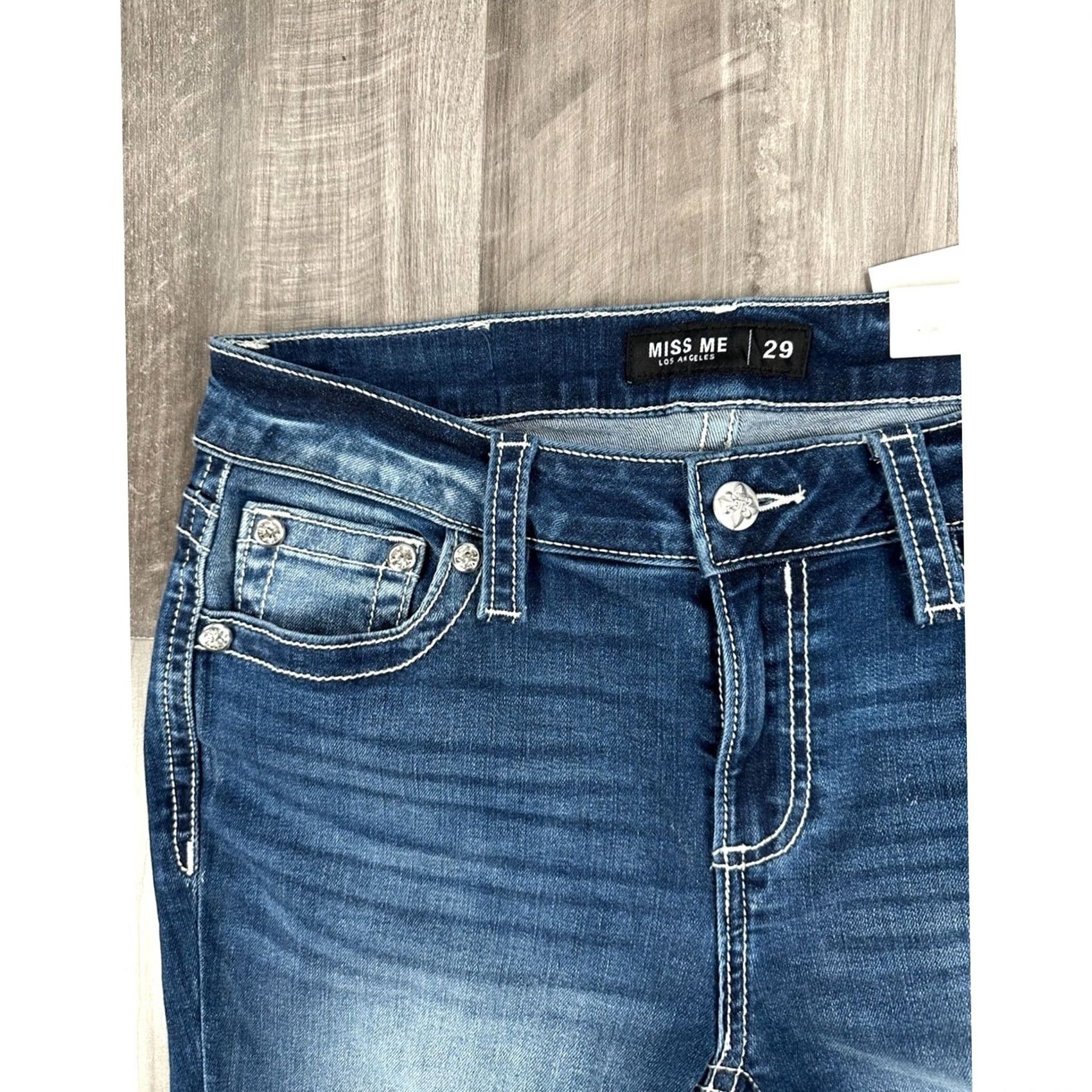 Miss Me Miss Me Bootcut Jeans 29x34 Dreamcatcher Embellished Dark Wash Women Size 29" - 5 Thumbnail
