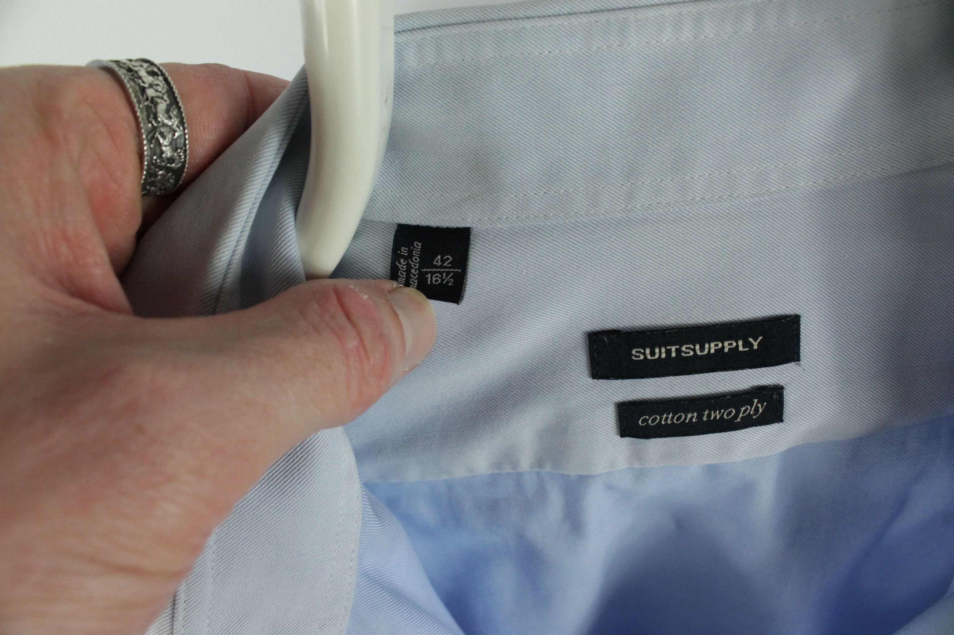 Designer × Suitsupply Suitsupply Cotton Two Ply Slim Fit Formal Light Blue Shirt Size US L / EU 52-54 / 3 - 4 Thumbnail