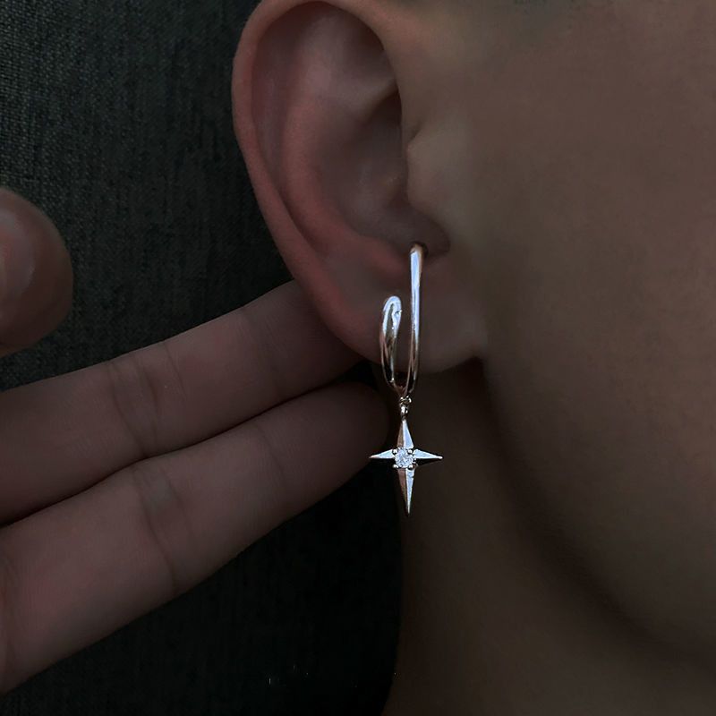 Jewelry × Sterling Silver Cross Matchless Earrings One Pairs Chrome Jewelry Size ONE SIZE - 1 Thumbnail
