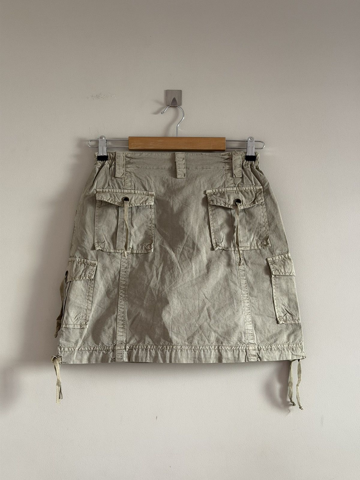 Vintage Vintage Cargo Mini Skirt Beige Size 26" / US 2 / IT 38 - 6 Thumbnail