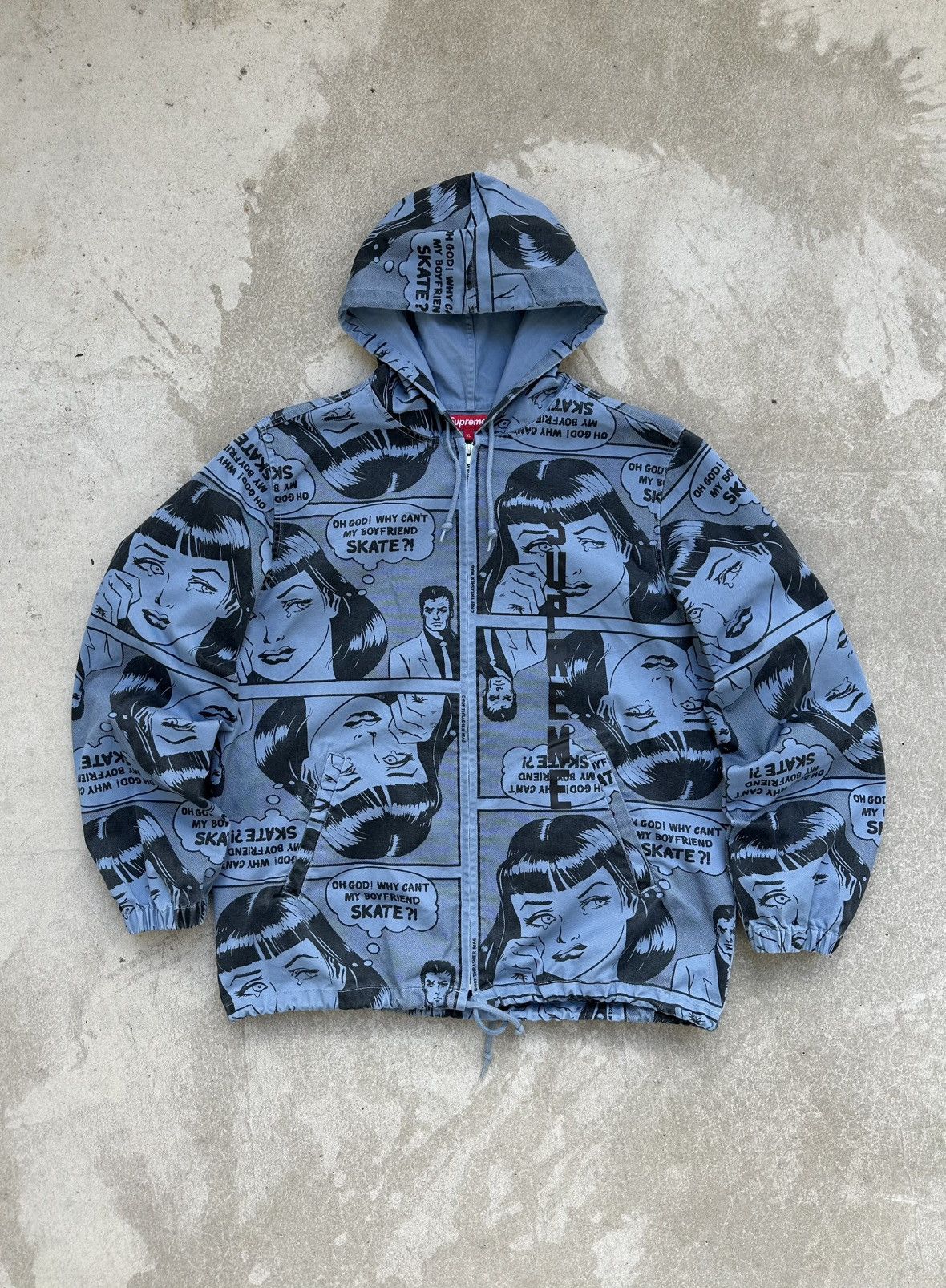 Rare Supreme x Thrasher SS17 Boyfriend Blue Hooded Jacket