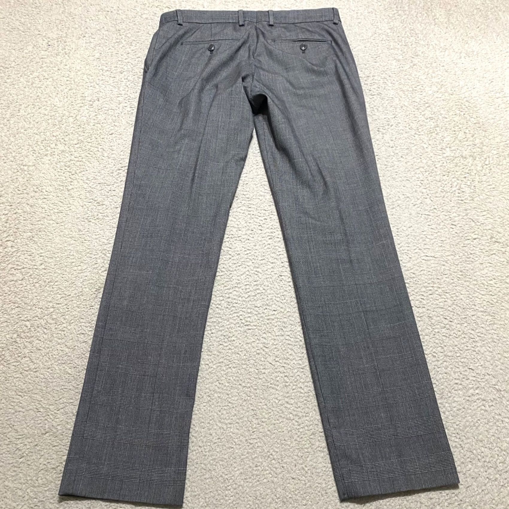 Calvin Klein Calvin Klein Dress Pants Slim Straight Gray Plaid Mens 30x32 Flat Front Business Dress Pants Size US 30 / EU 46 - 2 Thumbnail