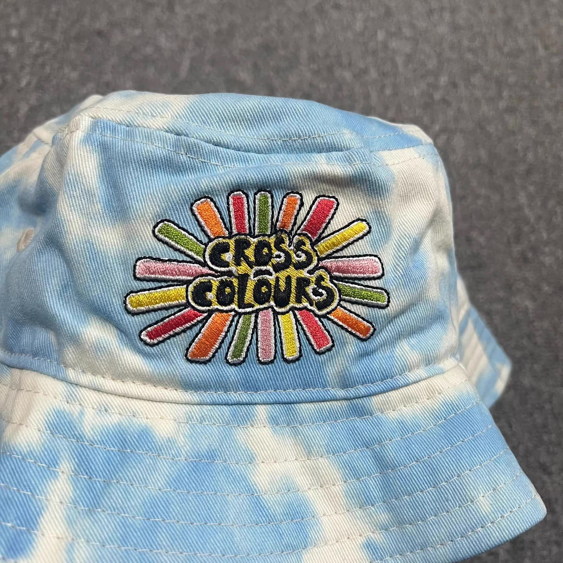 Cross Colours Cross Colours Blue Sky White EmbroideredBucket Hat Q7 Size ONE SIZE - 2 Thumbnail