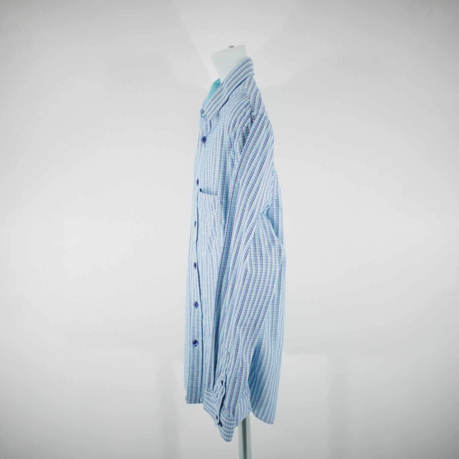 Tasso Elba Tasso Elba XL 17-17.5 Teal Purple White Check Pocket Front C Size US L / EU 52-54 / 3 - 7 Thumbnail