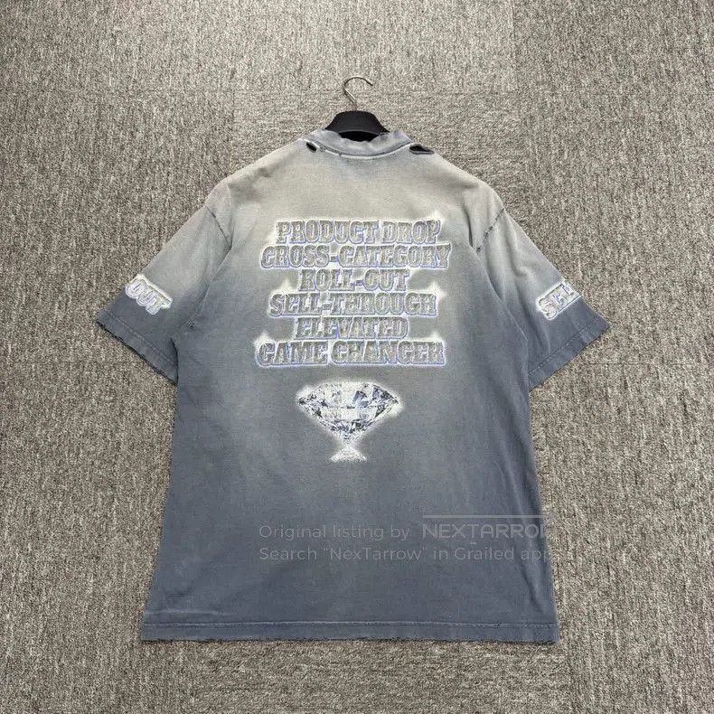 Balenciaga Balenciaga Blue Distressed Diamond Print Tee. Size US XS / EU 42 / 0 - 5 Thumbnail