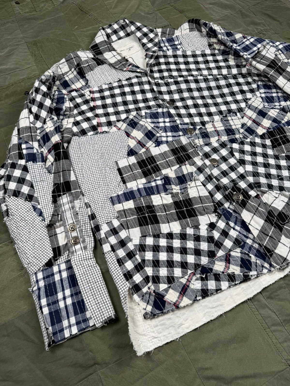 Greg Lauren Black/White Stitchwork Boxy Shirt Size US L / EU 52-54 / 3 - 2 Thumbnail