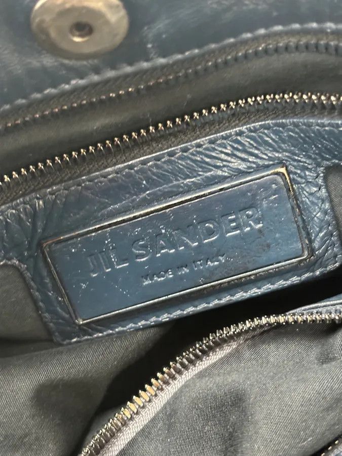 Jil Sander Jil Sander Navy Leather Hobo Bag with Wrapped Handle Size ONE SIZE - 14 Thumbnail