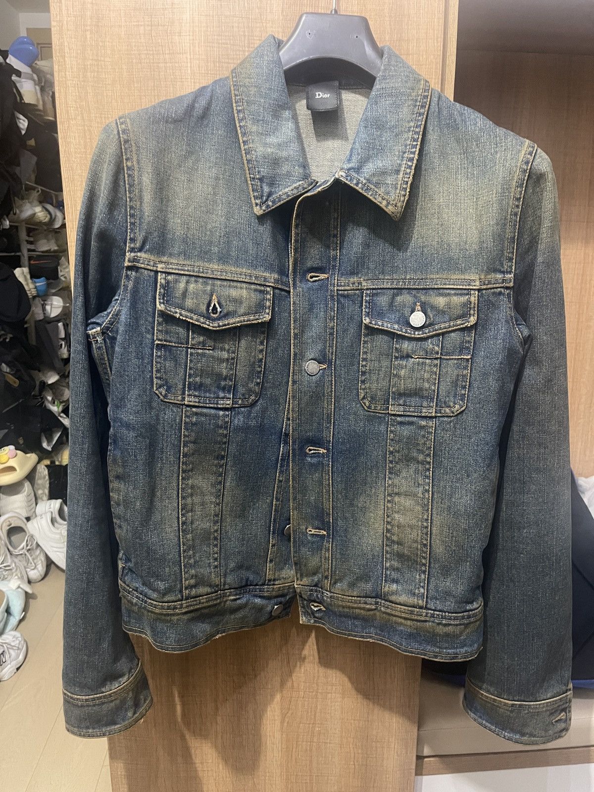 image of Dior Homme Denim Jacket Sz50 in Blue, Men's (Size Medium)