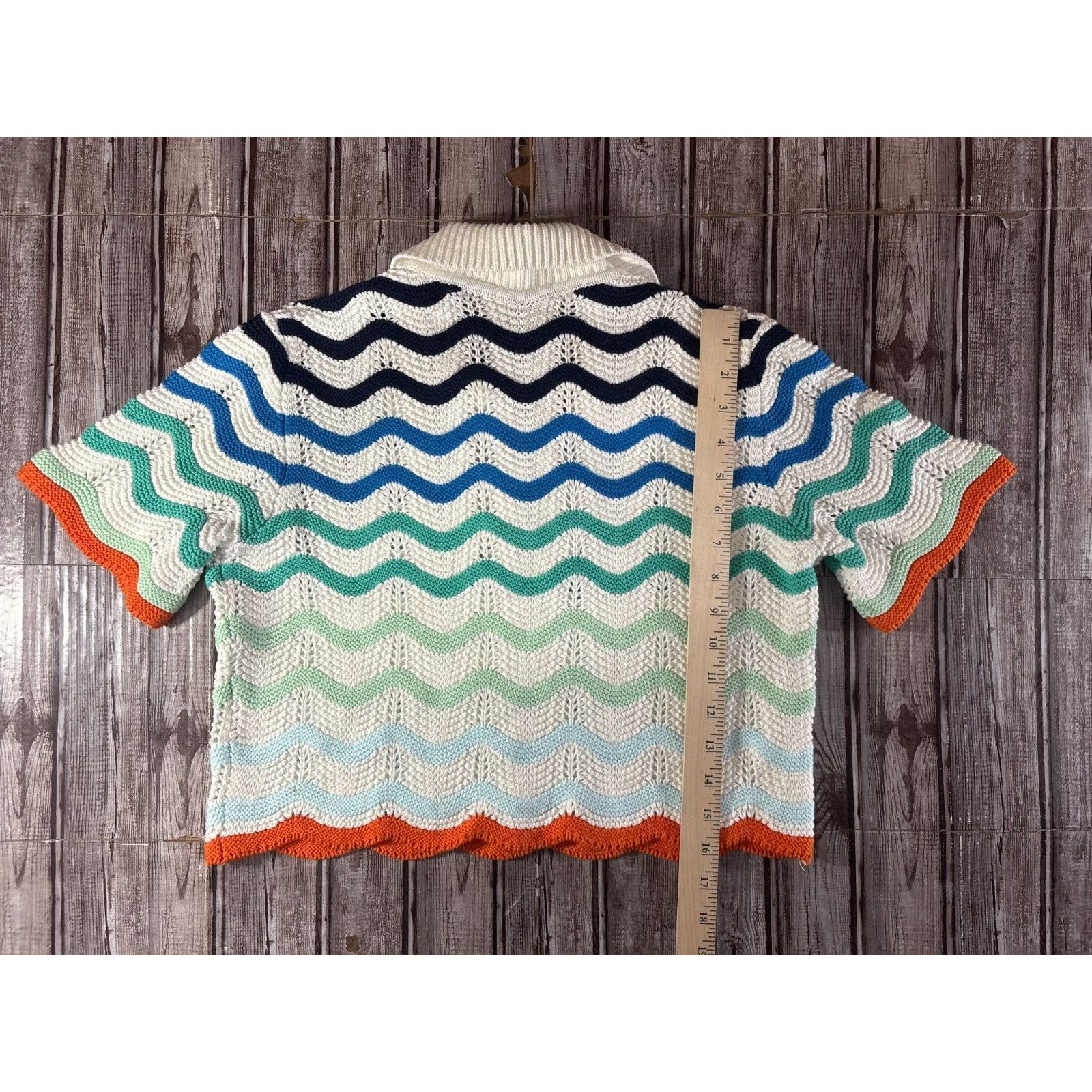 Casablanca CASABLANCA Wavy Crochet Crop Polo Top size XL multicolor NWT Size XL / US 12-14 / IT 48-50 - 10 Thumbnail