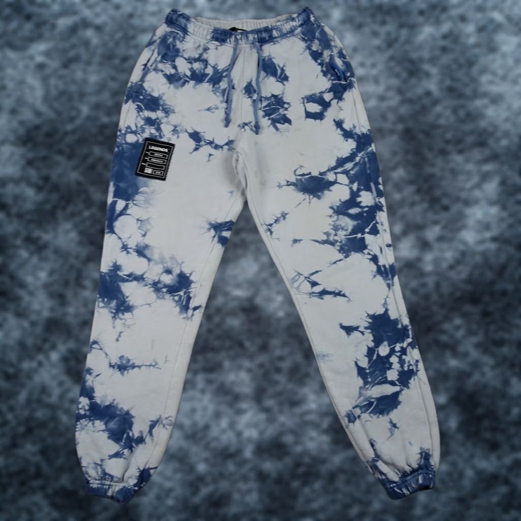 Vintage Legends Mens Small Blue White Tie Dye Jogger Pants USA Patch Logo Sweatpants Size US 29 - 1 Thumbnail