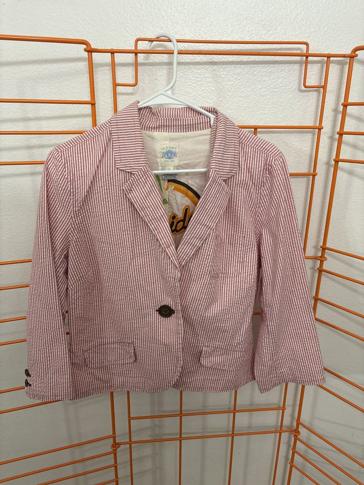 Old Navy Old Navy red and white stripe seersucker blazer Size L / US 10 / IT 46 - 1 Thumbnail