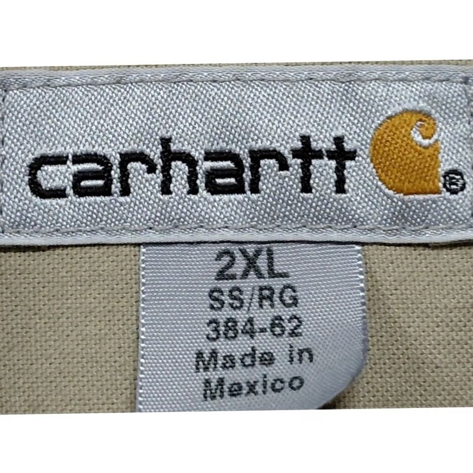 Carhartt Carhartt Men's Short Sleeve Button-Up Shirt Beige Solid Collared Size 2XL Size US XXL / EU 58 / 5 - 6 Thumbnail