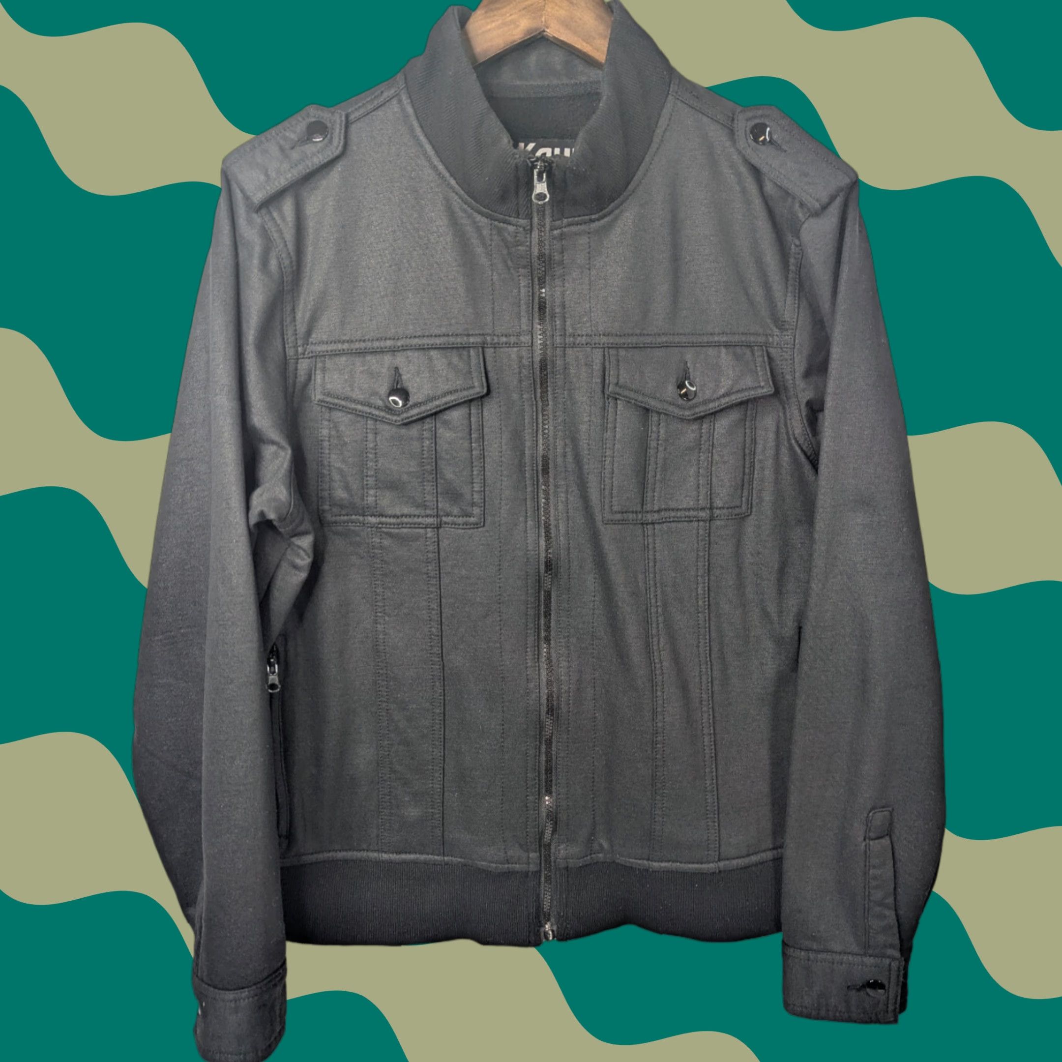 Vintage KAUN Jacket Men’s Medium Black Full Zip Coat Utility Pockets Military Style Size US M / EU 48-50 / 2 - 1 Thumbnail