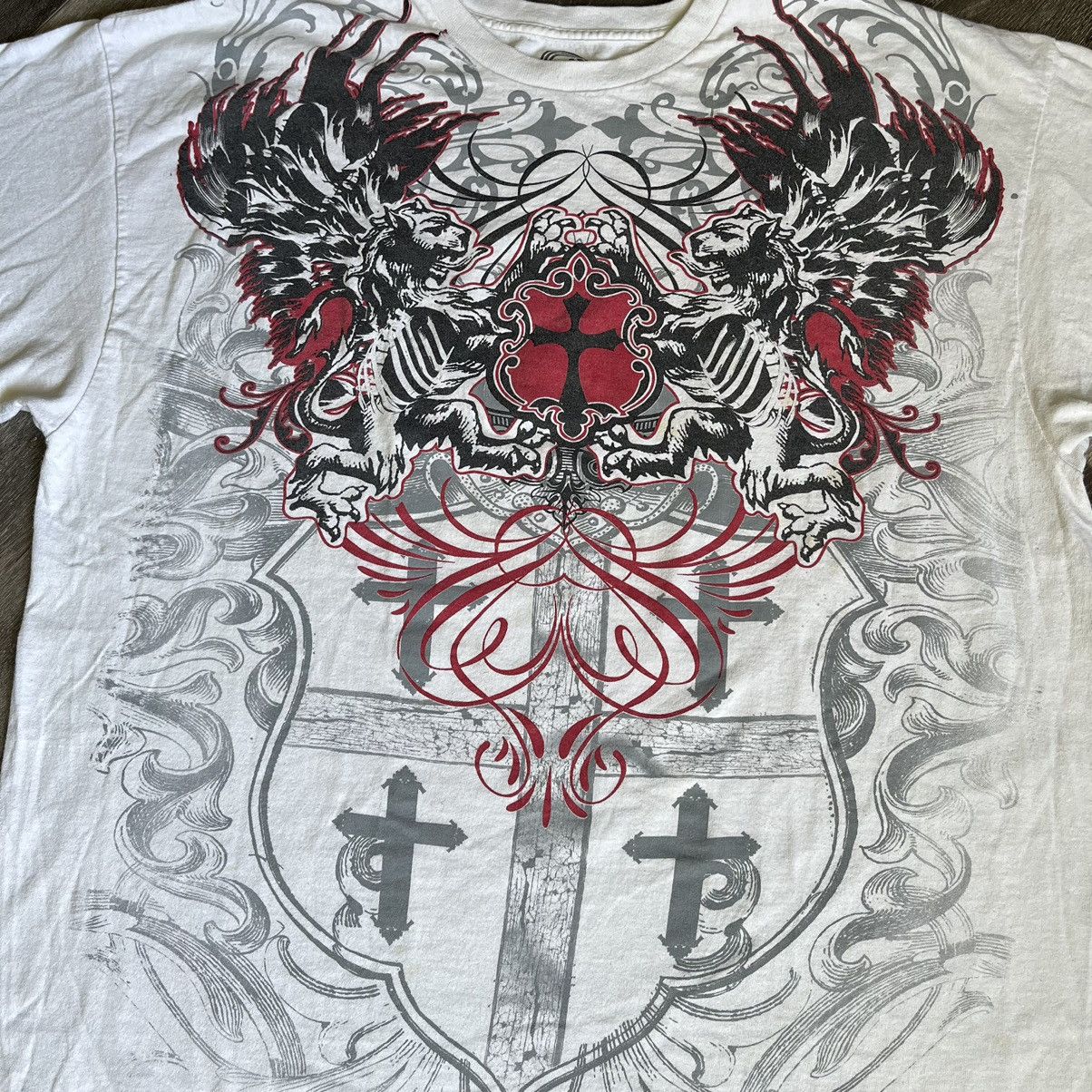 Affliction Vintage Y2K Affliction Style Cross Shield Wings Logo T Shirt Size US XXL / EU 58 / 5 - 3 Thumbnail