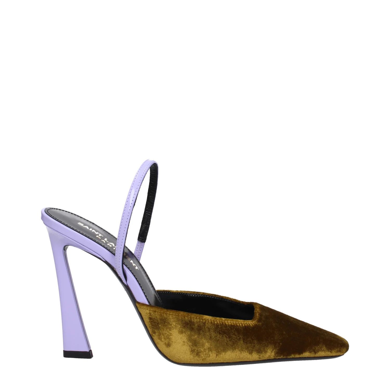 Saint Laurent Paris ob1o1e1224 Velvet Sandals in Gold/Lilac Size US 6.5 / IT 36.5 - 1 Thumbnail