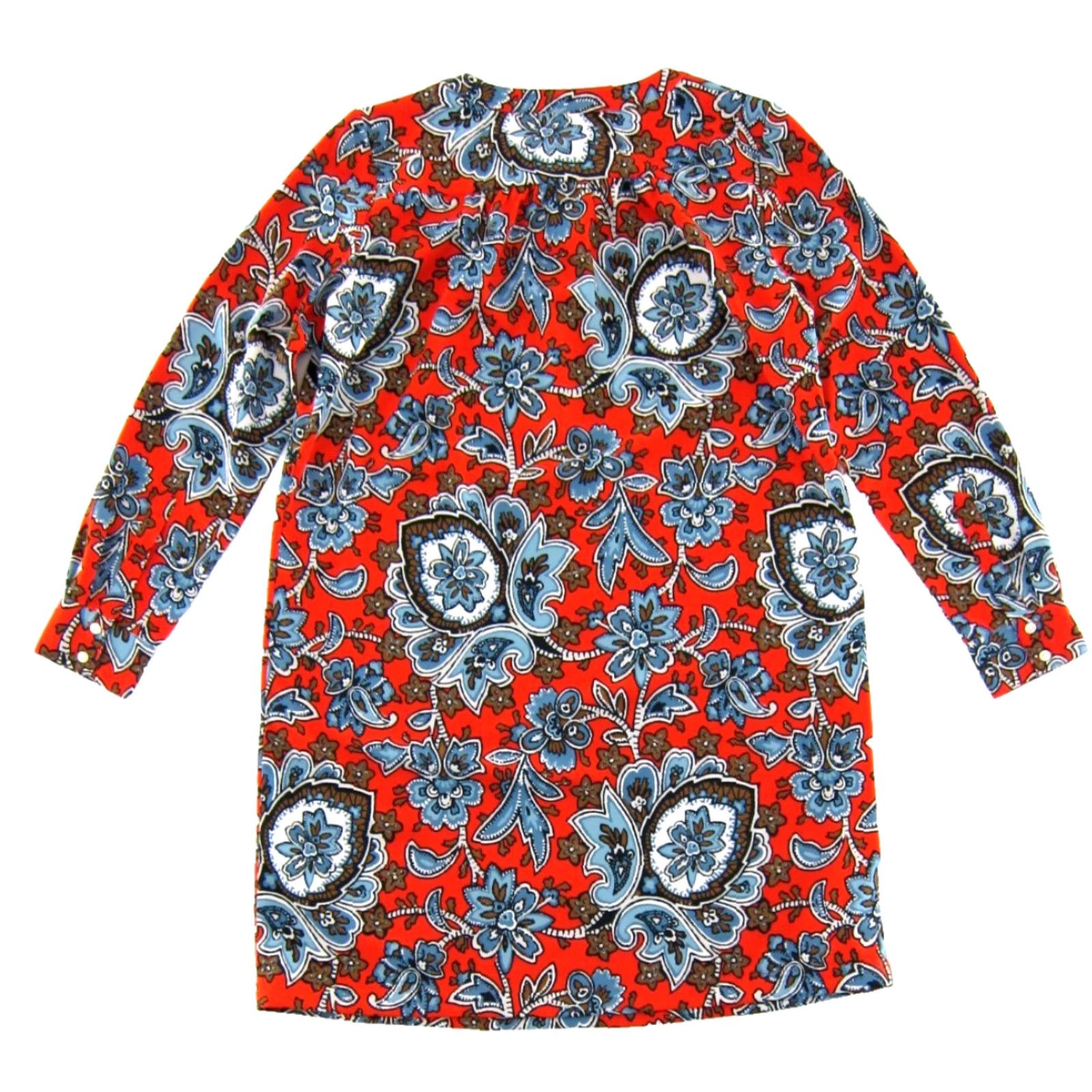 Loft Ann Taylor Loft Floral Long Sleeve Tunic Shift Dress Small Red Size S / US 4 / IT 40 - 2 Thumbnail