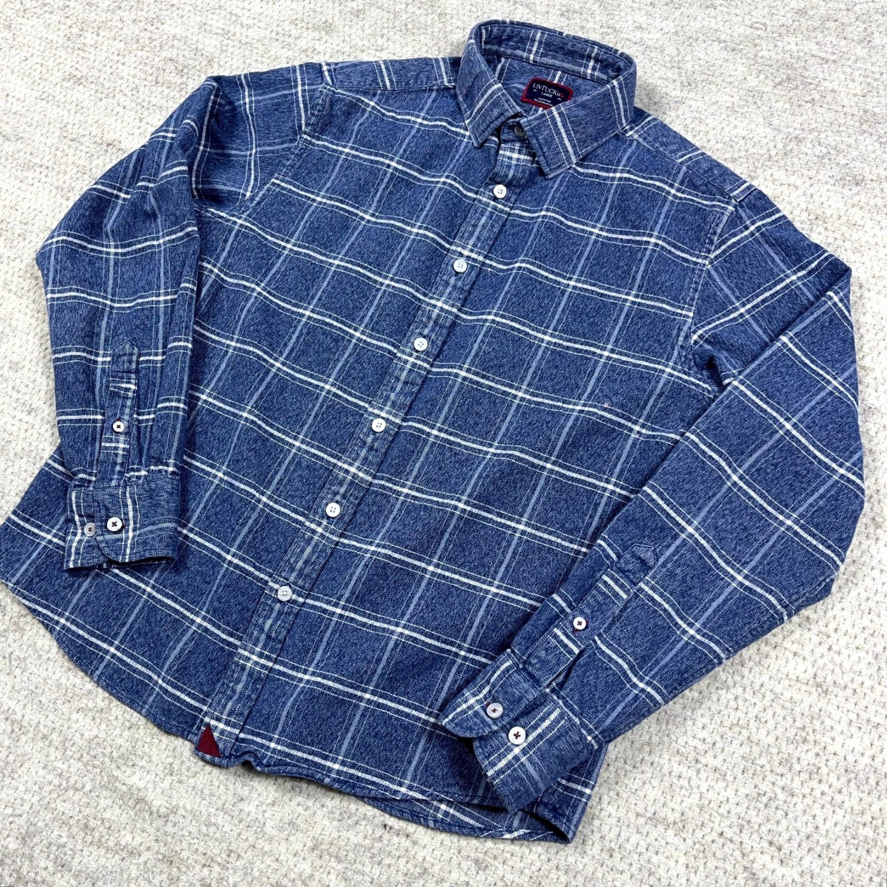 UNTUCKit UNTUCKit Denim Shirt Men L Blue Plaid Button Up Dress Casual Adult Shirt Size US L / EU 52-54 / 3 - 3 Thumbnail