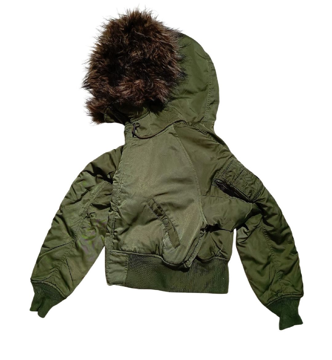 2000's Azul Cropped MA-1 Faux Fur Bomber Jacket