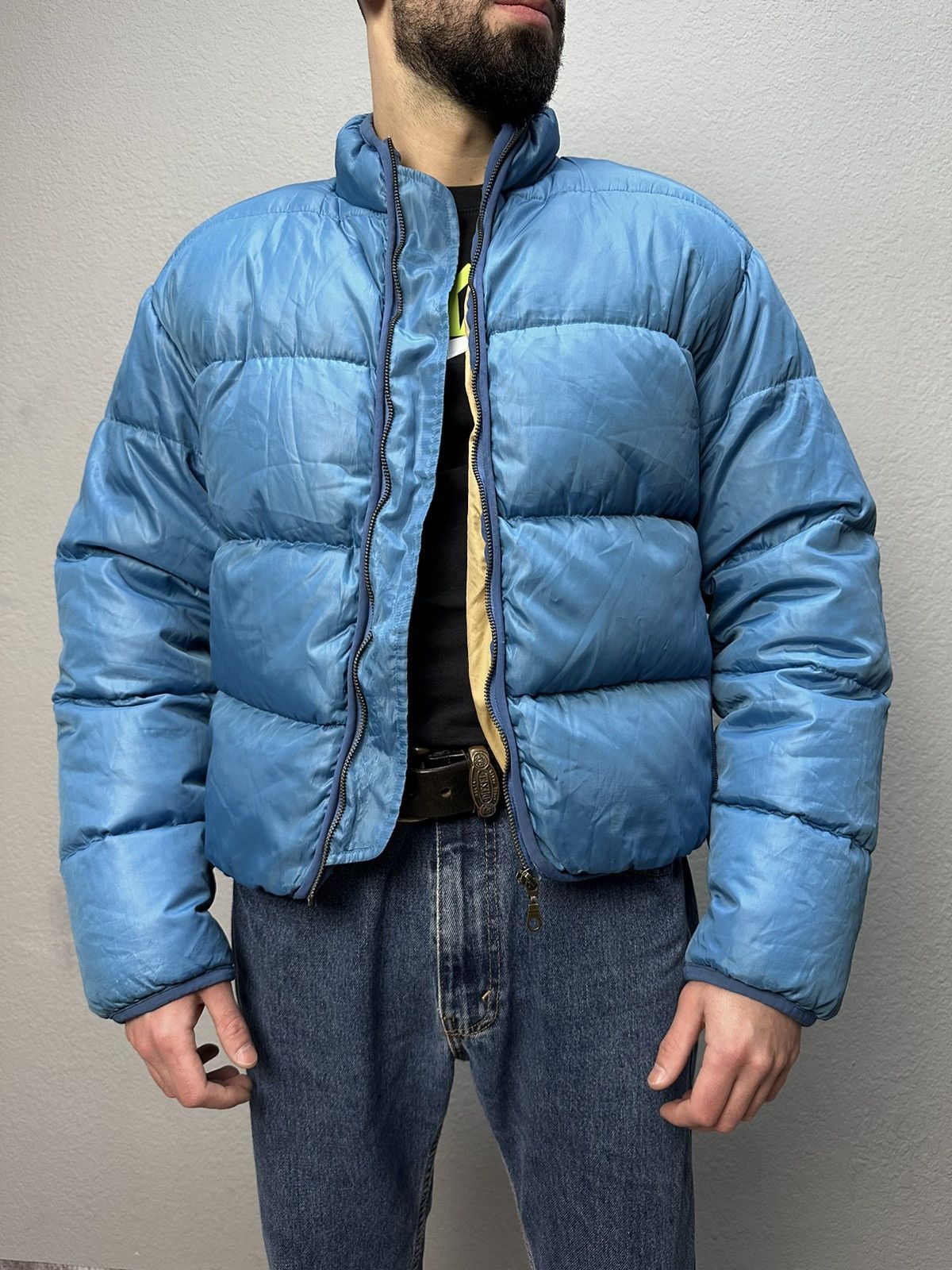 image of Diesel Bomber Puffer Jacket Cropped 90’S Blue, Men's (Size Medium)