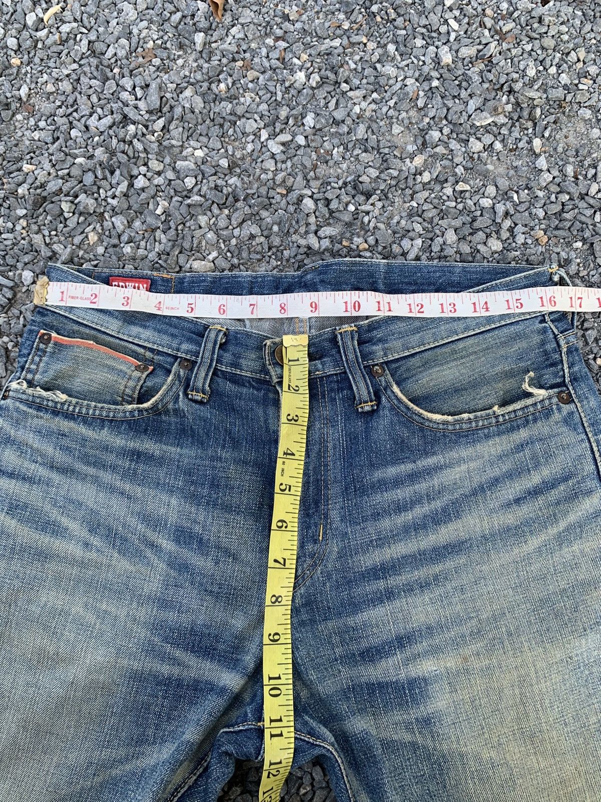 Edwin VINTAGE EDWIN SELVEDGE BUCKLE BACK RUSTY DISTRESSED DENIM Size US 33 - 19 Thumbnail