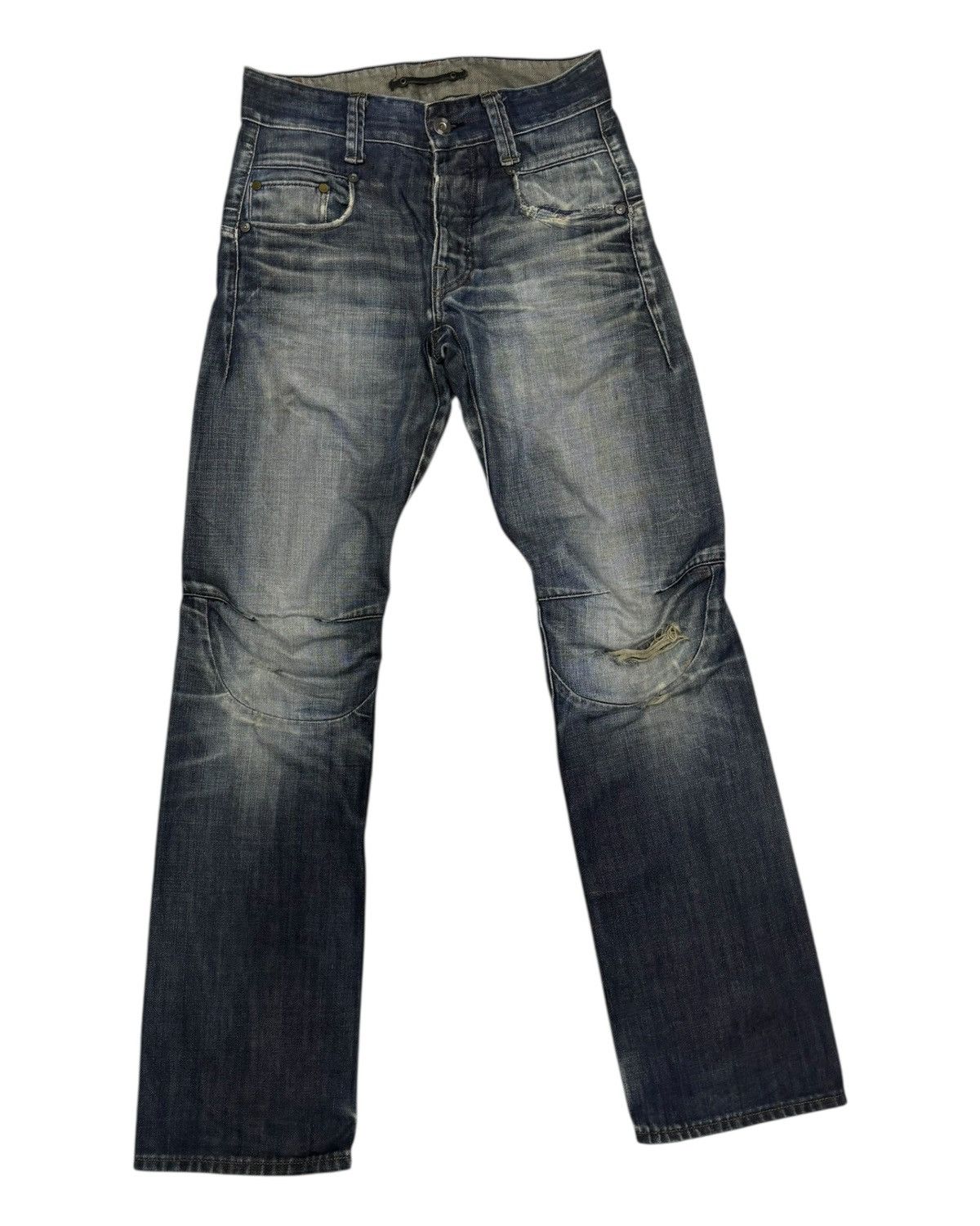 G-Star × If Six Was Nine × Le Grande Bleu (L.G.B.) G-STAR RAW BUCKLE BACK FADED DISTRESSED DENIM JEANS Size US 29 - 3 Thumbnail