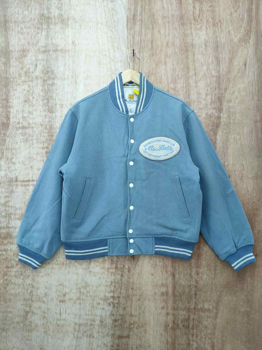 image of Macbeth Light Blue Wool Varsity Vintage Jacket 4098Dlal, Men's (Size Large)