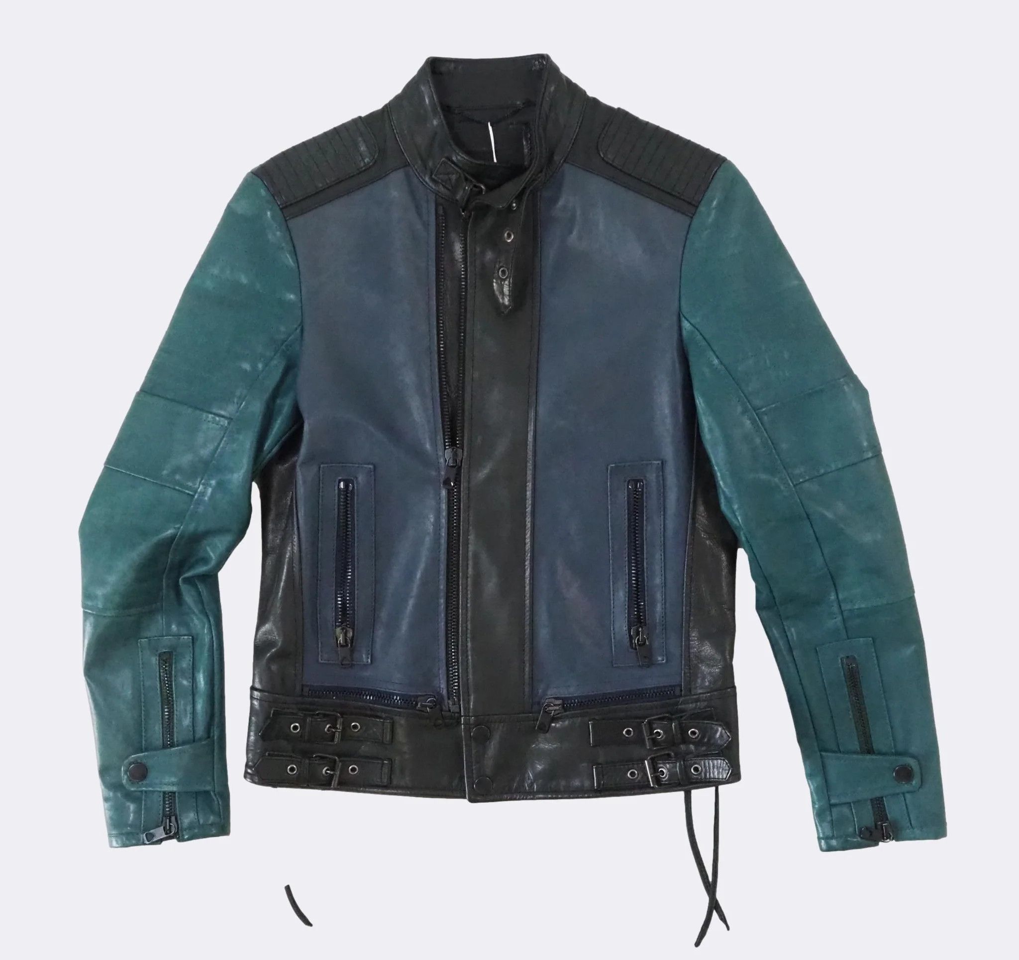 Diesel Black Gold Diesel Black Gold Bull Leather Biker Jacket Tricolor $1335 Size US S / EU 44-46 / 1 - 1 Thumbnail