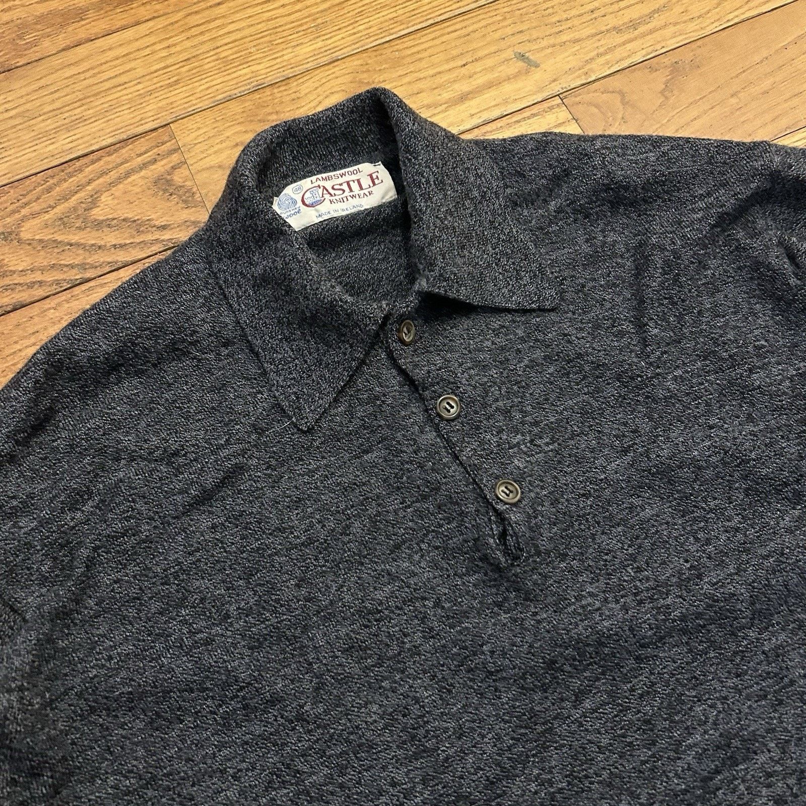 Vintage Castle Ireland Lambs Wool Knit Collared Polo Sweater Large Size US L / EU 52-54 / 3 - 2 Thumbnail