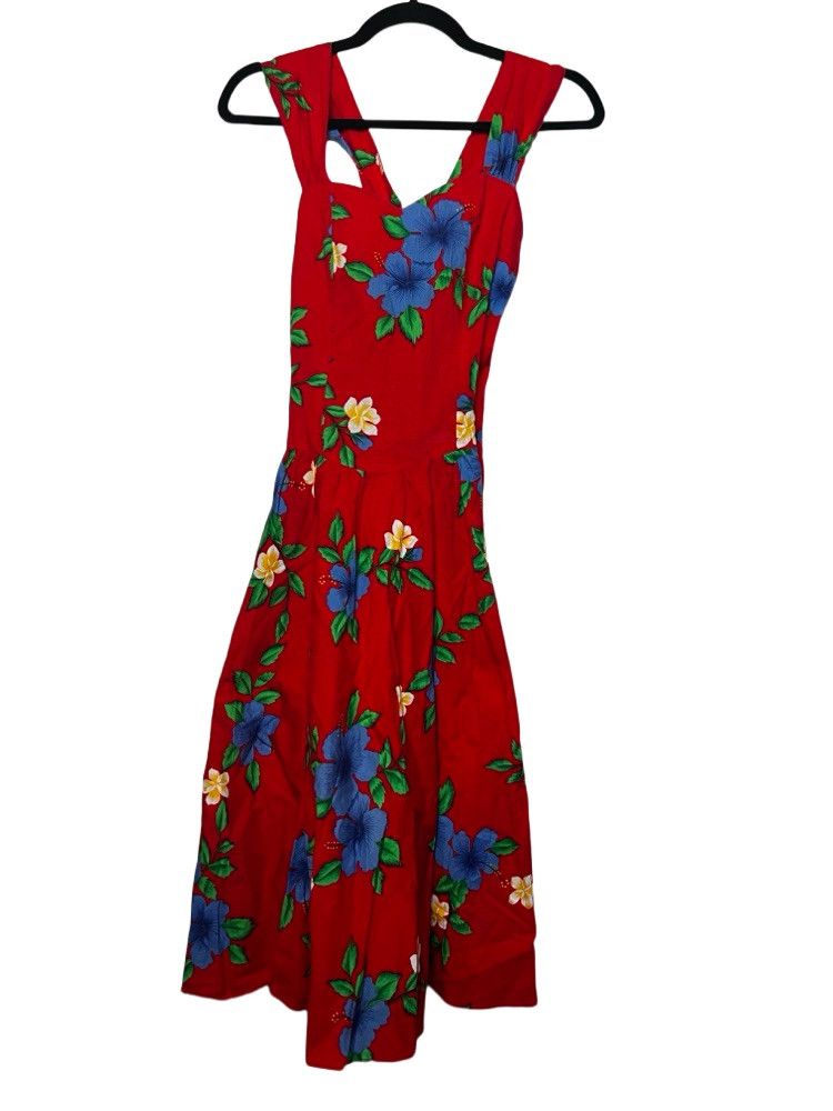 Vintage Vintage 1980’s Royal Creations Red Hawaiian Floral Dress Size M / US 6-8 / IT 42-44 - 3 Thumbnail