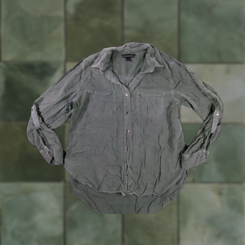 Vintage Rock & Republic Shirt Women Medium Washed Green Long Sleeve Button-Up Tunic Casual Vintage: Army Pattern Size M / US 6-8 / IT 42-44 - 1 Thumbnail