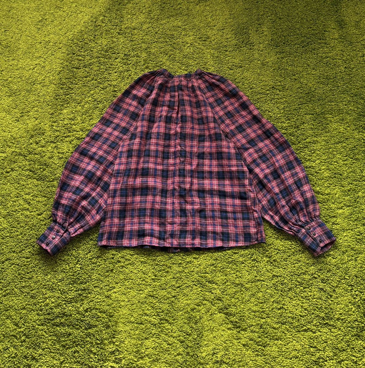 Designer × Sezane Sezane Paris 100% linen tartan puff sleeves blouse shirt Size XS / US 0-2 / IT 36-38 - 2 Thumbnail