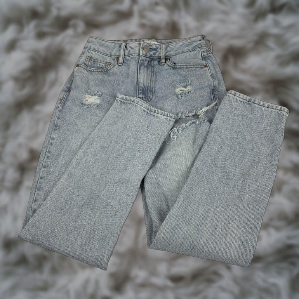 Pacsun PacSun Jeans Womens 25 Light Wash High Rise Distressed Straight Leg Denim Size 42" / US 20 - 1 Thumbnail