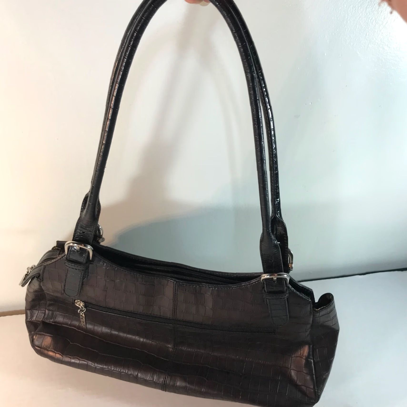 Doublet Maxx Brown Leather Shoulder Bag Large Zip Closure Double Handle Business Casual Travel Womens Size ONE SIZE - 4 Thumbnail