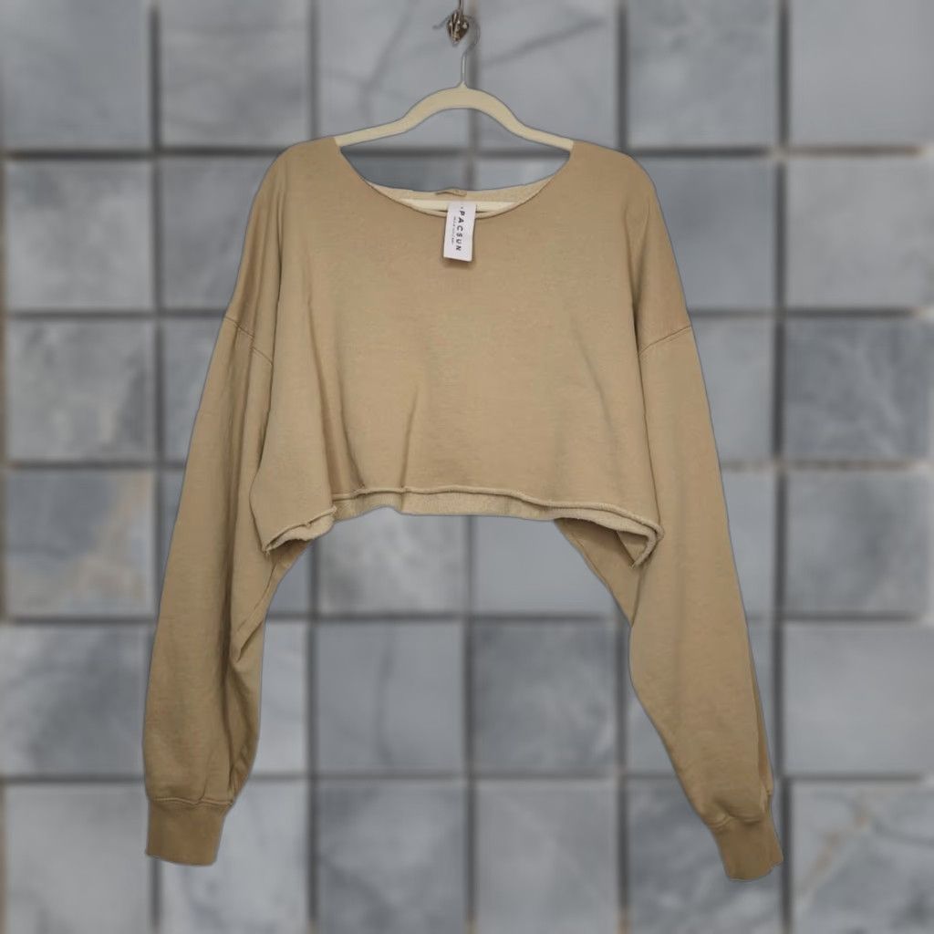 Vintage VINTAGE John Galt Shirt Womens One Size Tan NWT y2k Workou t Crop Sweatshirt Tank Khaki Potency? Size ONE SIZE - 1 Thumbnail